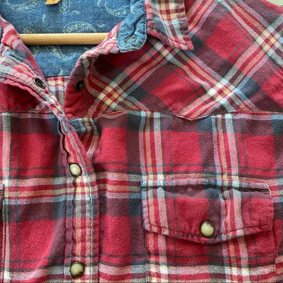 JACHS Girlfriend "Bea" Plaid Flannel Western Shirt w Pearl Snaps + MEASUREMENTS - Picture 10 of 11